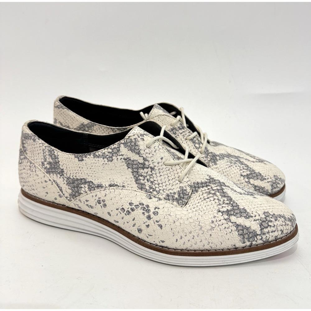 Cole Haan Original Grand Oxford Shoes Women's 8.5B Chalk Python Leather 215903
